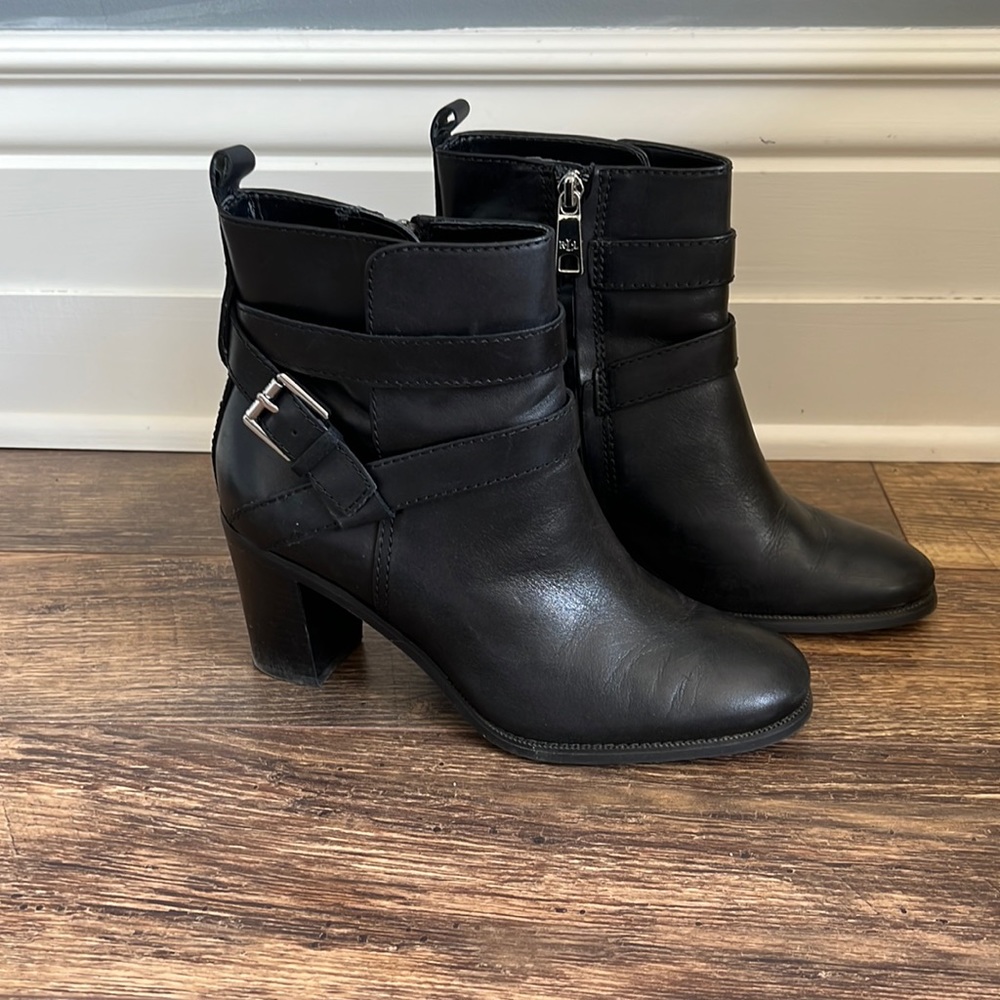 Ralph Lauren black leather booties
